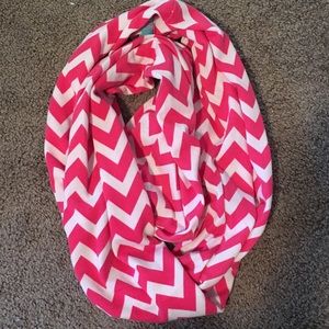 Warm pink Chevron infinity scarf